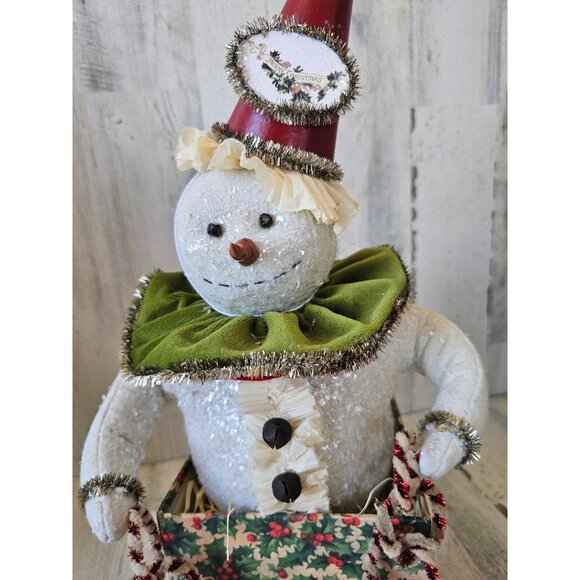 Bethany Lowe Snowman Jack in the box RARE vintage candy cane jester Xmas vintage